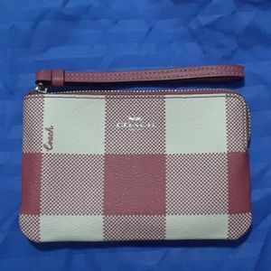 Coach Plaid Corner Zip Wristlet
